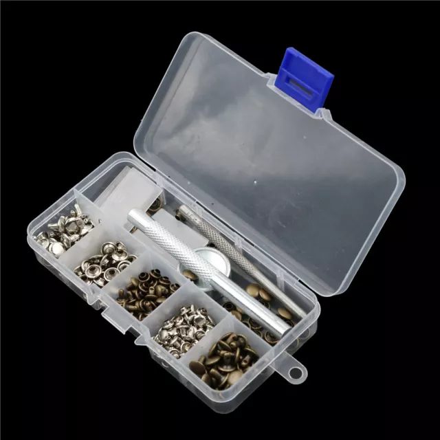 120x/set Leather Craft Repair Double Cap Rivets Tubular Metal Stud Fixing T.-lm 2