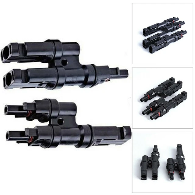 1 Pair Solar Panel T Branch Connectors Cable Splitter Coupler Combiner