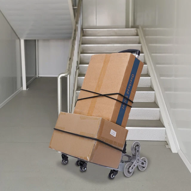 Carrello pieghevole per scale a 6 ruote, in alluminio, con manico extra lungo, 106 cm, con borsa in tela