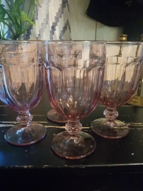 Set of 4 💜 Vintage Libbey Duratuff Amethyst Purple 7" Ice Tea Goblets Glasses