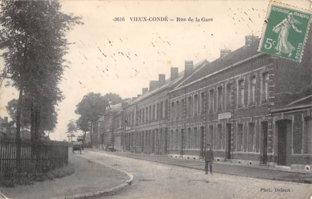 Cpa 59 Vieux Conde Rue De La Gare