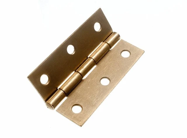 Paire De Charnières Pour Porte De Placard + Fleurons - Acier Plaqué Laiton 75mm, Marque Onestop