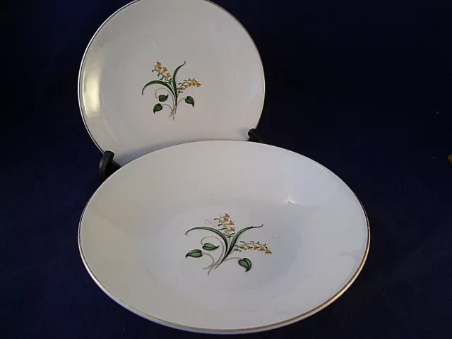 Vintage Edwin Knowles Forsythia Soup Bowl Bread Dessert Plate 1950's USA MCM