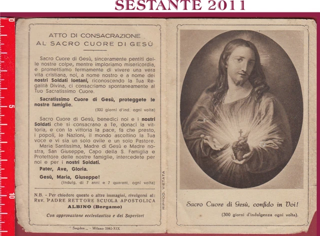 601 SANTINO HOLY CARD SACRO S. CUORE DI GESù ATTO DI CONSACRAZIONE