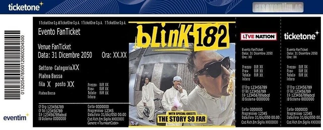1 BIGLIETTO Blink 182 06 ottobre 2023 Bologna Unipol Arena Tribuna Sud Numerata