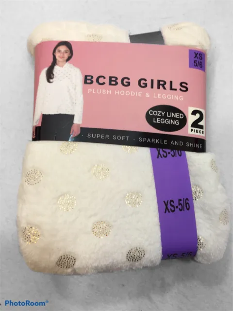 BCBG Girls New 2-Piece Long Sleeve Plush Hoodie Set With Leggings Size XS 5/6