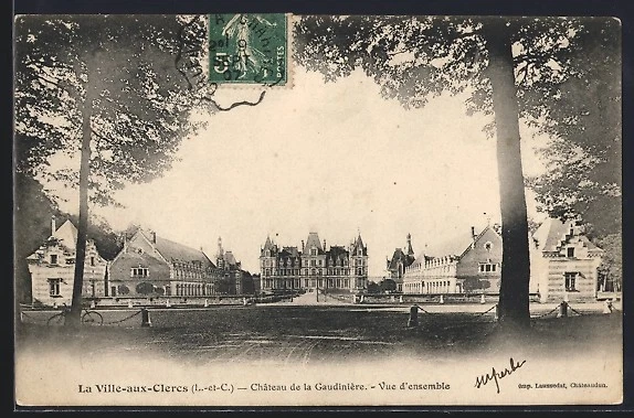 cpa-la-ville-aux-clercs-ch-teau-de-la-gaudini-re-vue-d-ensemble-1907