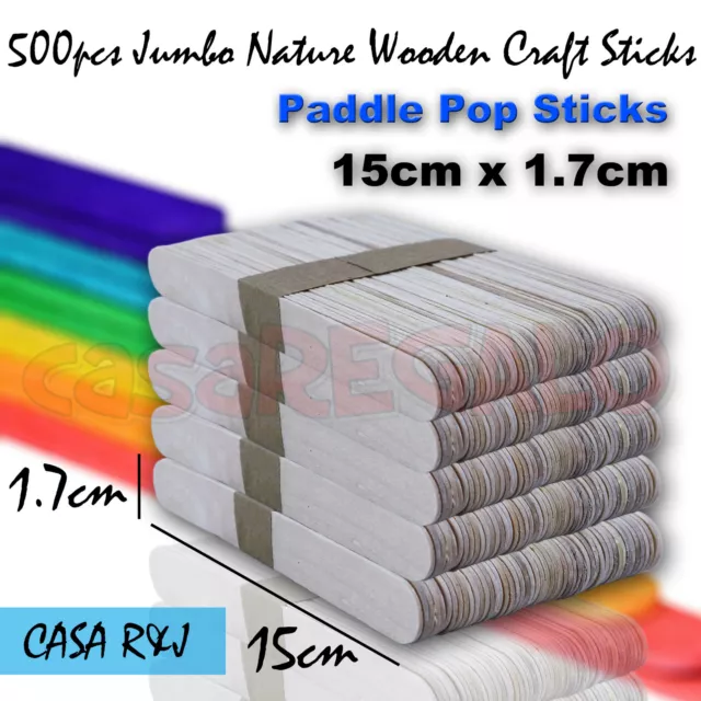 500pcs Jumbo Natural Wooden Craft Sticks Paddle Pop Sticks 15cm x 1.7cm