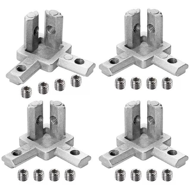 1/4x 3-Way End Corner Bracket Connector for T slot Extrusion Profile Aluminium