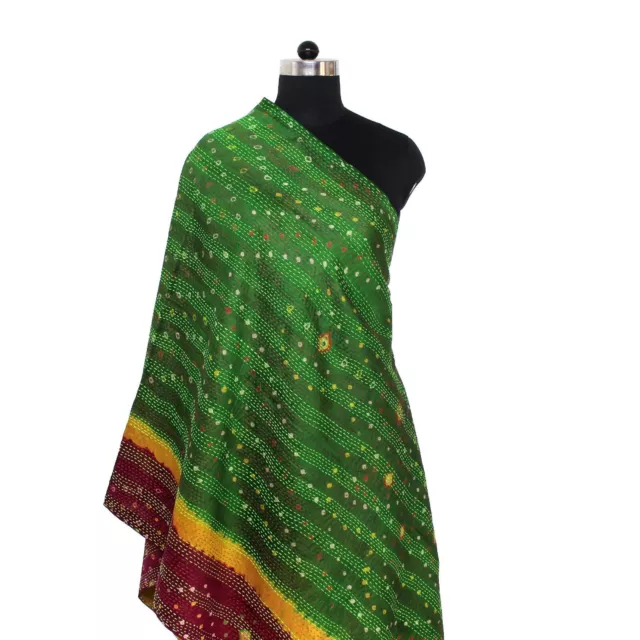 Sciarpa lunga vintage indiana Kantha Dupatta con stola in velo ricamato in...