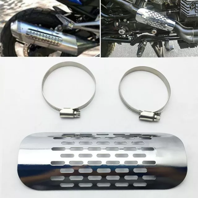 45 cm Hitzeschutzblech Hitzeschild Motorrad Holes Auspuffschutz chrom  Löcher