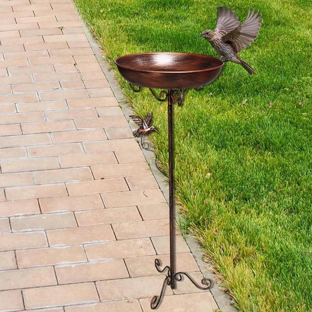 FREESTANDING BIRD BATH Bowl Feeding Station Fence Porch Railing Bird ...