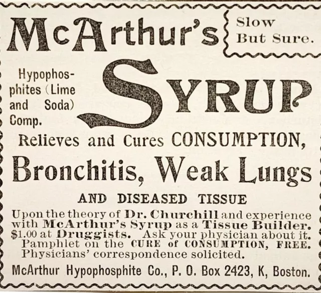 1894 McArthur's Syrup Quack Medicine Victorian Medical Advertisement 2.25 x 2