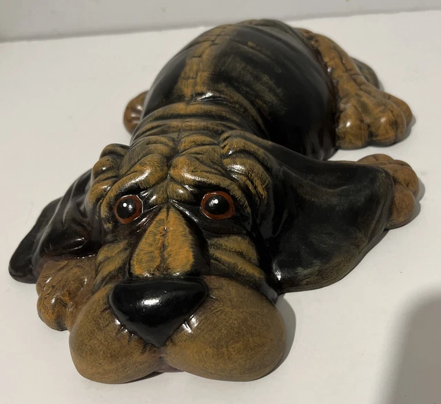 VTG Kimple Molds Ceramic Hound Dog Laying Down Handpainted Big Ears Droopy Eyes