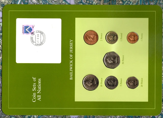 Coin Sets of All Nations Jersey 1985-1988 UNC £1 1987 St OUEN 10K Mint