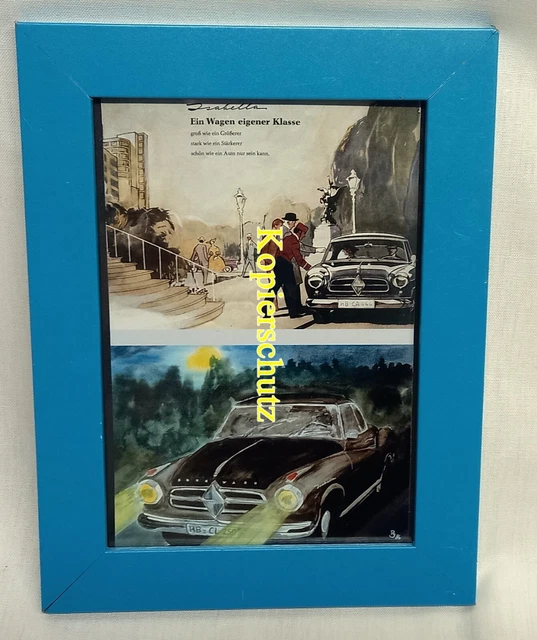 Werbung - Isabella 1954 - in Holz / Echtglas gerahmt - 16 x 21 cm