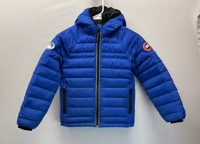 Canada Goose Sherwood Puffer Hoody Jacket Youth small 7/8 Unisex Royal blue