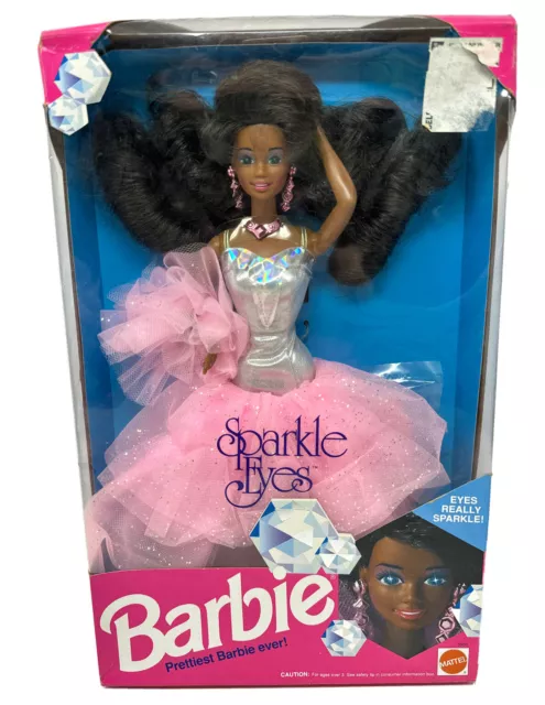 Vintage 90s Sparkle Eyes Barbie Doll Black AA African Box Model 5950 NRFB