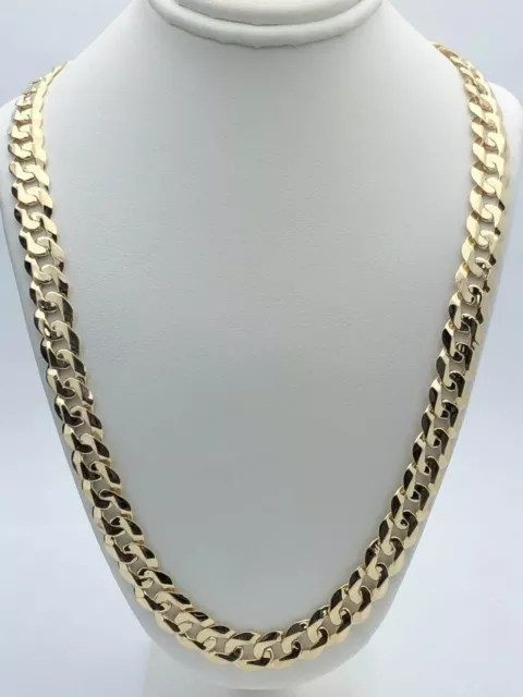 14k Yellow Gold Solid Curb Cuban Link Chain Necklace 24" 9mm 51.5 grams