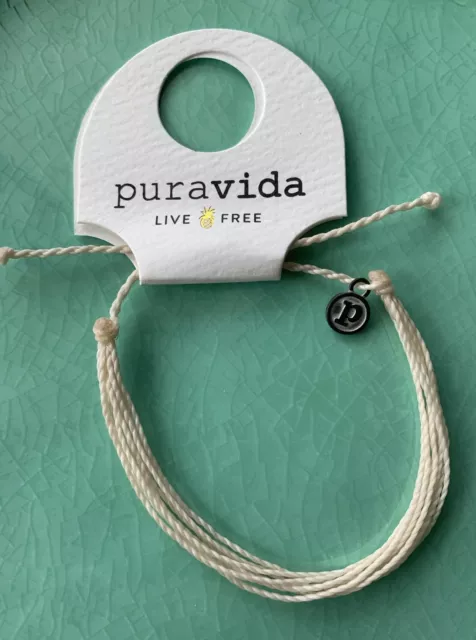 Pura Vida Live Free Slider Bracelet NWT VANL Vanilla Adjustable String Jewelry