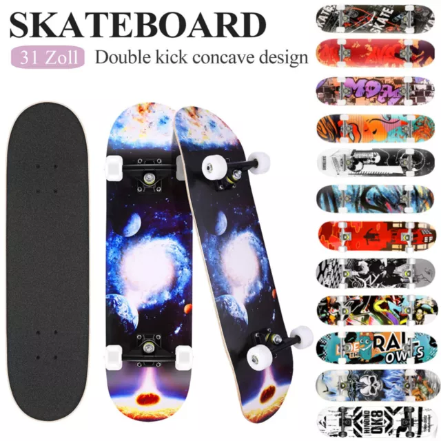 31" Skateboard Deck Funboard Holzboard komplett 80x20cm Ahornholz Auswahl