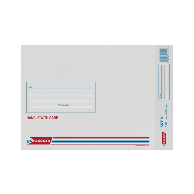 Busta foderata a bolle GoSecure taglia 8 270x360 mm confezione bianca da 20 PB02134