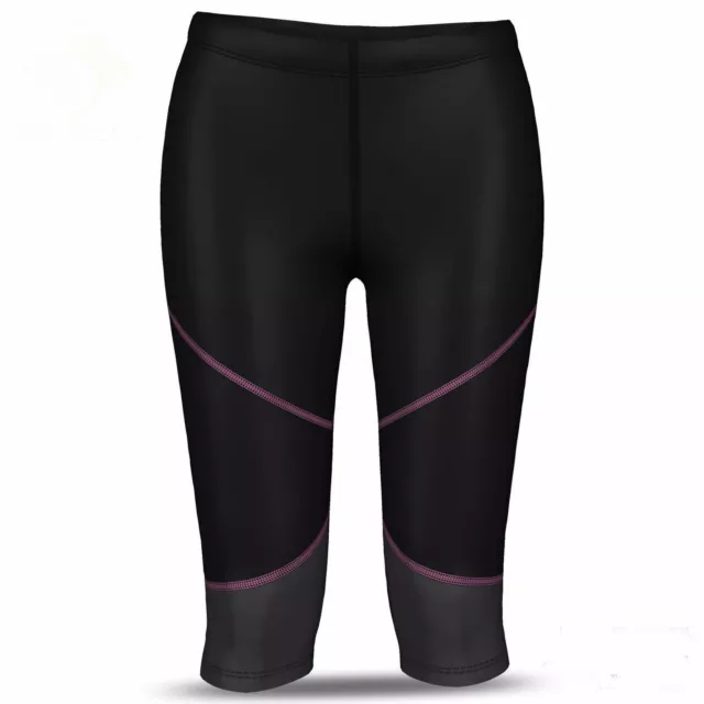 Ladies Womens Black Pink Grey 3/4 Compression Leggings Gym Pants Running Skins