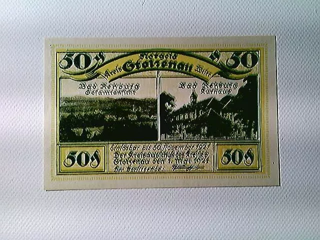 Notgeld, Kreis Stolzenau Weser, 50 Pfennig, Doppeldruck verschoben, 1921