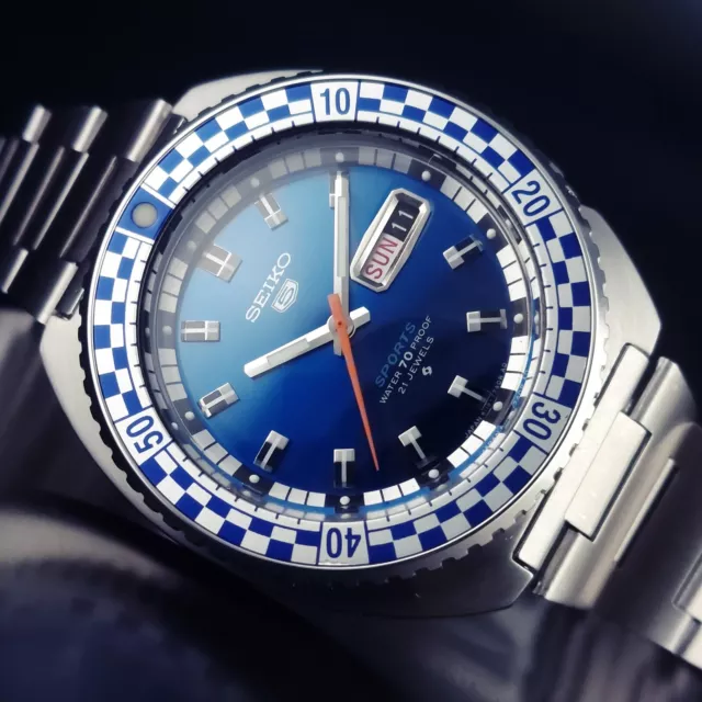 Vintage Seiko "Rally Diver" 6119-7173 Oversize Men Watch Watch Signed Bracelet