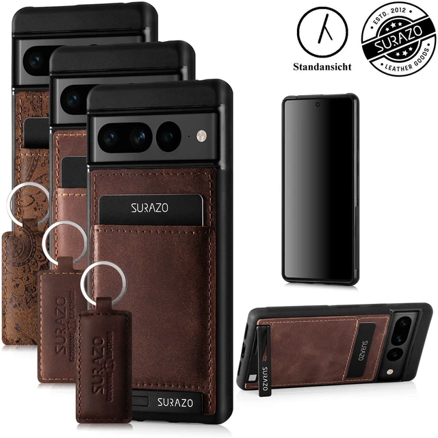 SURAZO Leder Back Case HandyTasche Handy Hulle für Google Pixel 7 Pro Vintage