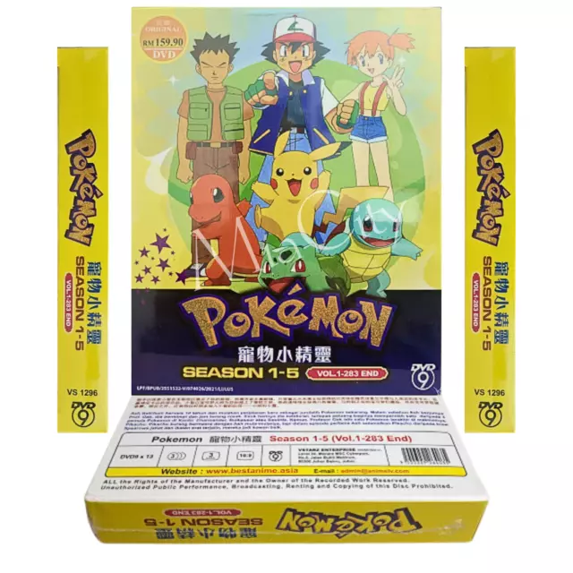 DVD Pokemon Season 1-5 Complete TV Series English Dubbed Anime NEW +Tracking