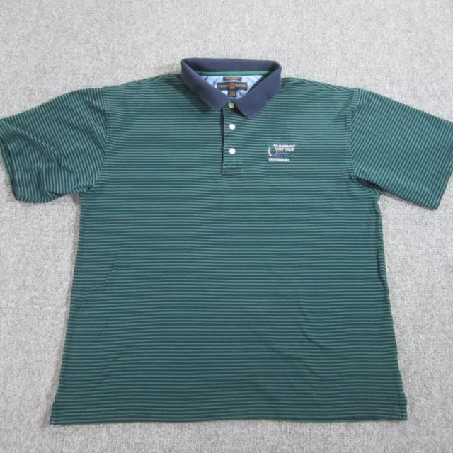Tommy Hilfiger Golf Polo Shirt Mens Extra Large Green Striped St Andrews Club 2