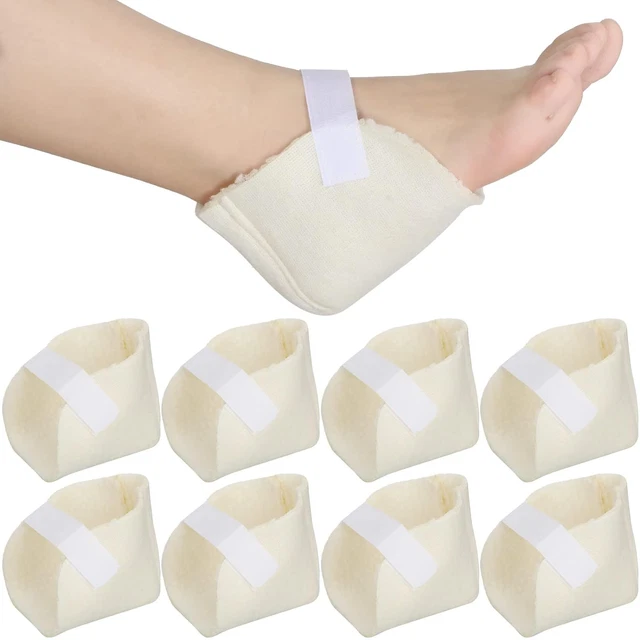 4 pares de protectores de talón de piel de oveja para llagas por presión cojín suave