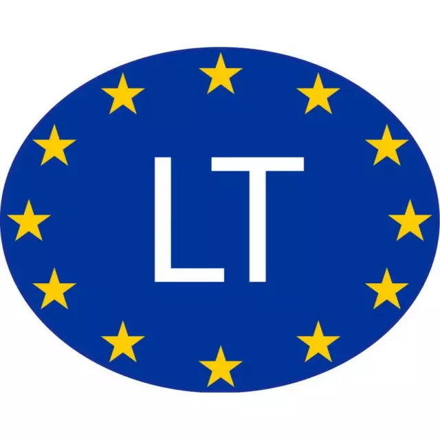 Lituanie Lietuva Lithuania LT vignette pays autocollant drapeau EU Europe ovale