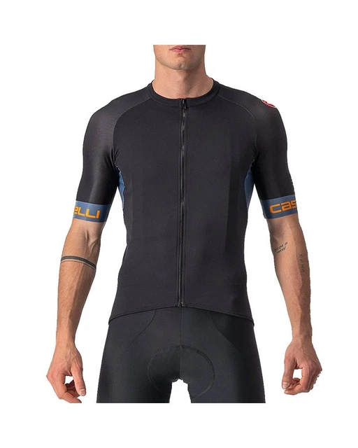 Castelli Entrata VI Maglia Maniche Corte Full Zip Uomo, Light Black/Light Steel