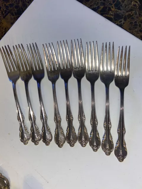 Rogers Bro Reinforced Silver Plate IS Daybreak Elegant Lady 9 Dinner Forks