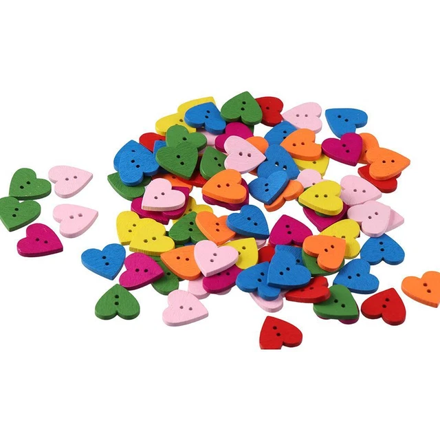 Boutons décoratifs mignons Bouton en forme de coeur 2 trous Boutons en bois
