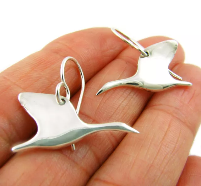 Solid Sterling 925 Silver Canadian Flying Goose Drop Earrings