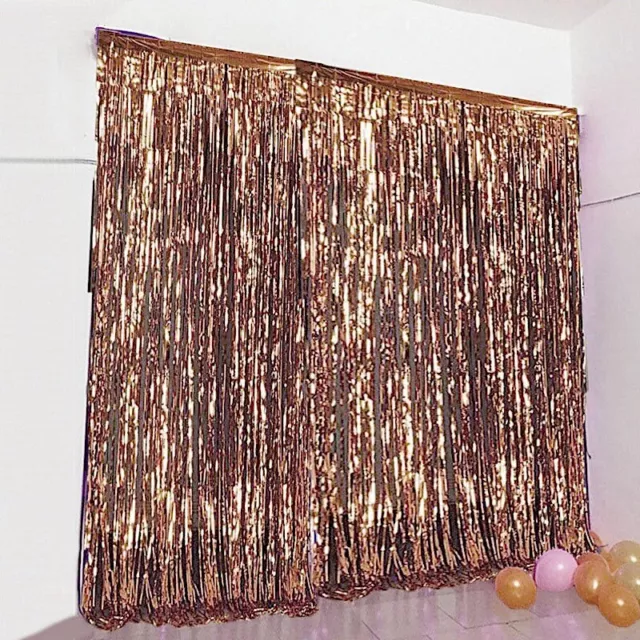 ROSE GOLD Sparkling Metallic FOIL CURTAIN 3 ft x 8 ft Party Wedding Decoration