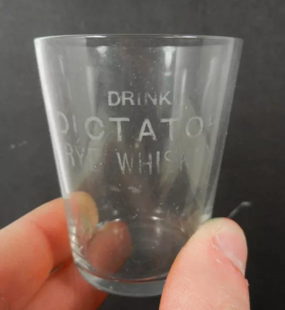 Early Pre-Pro Etched Whiskey Glass Drink Dictator Rye William Jesberg Reading PA