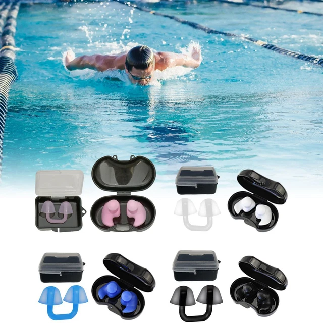 Hearprotek Bouchons D'oreilles Natation - 2 Paires - Silicone Triple Couche - Filtre Acoustique - Tailles S/L - Noir