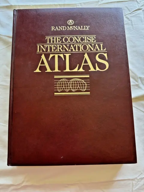 Rand McNally The Concise International Atlas Leatherbound 15” Book, 1987