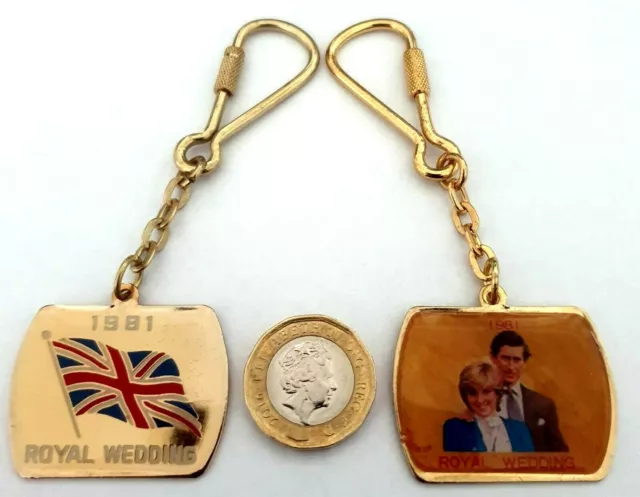 King Charles III & Dianna vintage key rings new old stock 1981 Royal Wedding