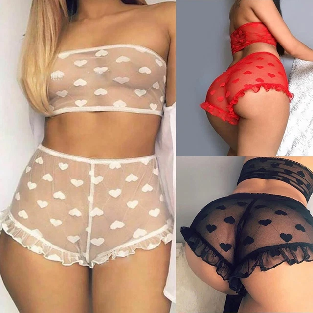 Ensemble de sous-vêtements en dentelle sexy pour femmes soutien-gorge à trois