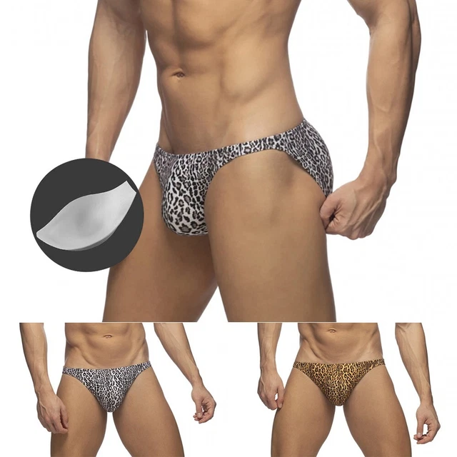 Stand out at the Beach with Men's Sexy Leopard Print Swim Bikini Shorts