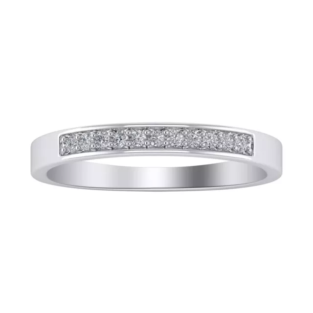 0.10 Ct Natural Diamond Half Eternity Stackable Wedding Band Ring 14K White Gold