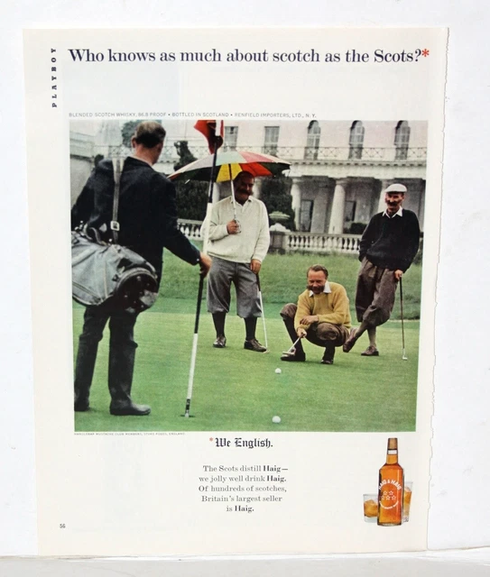 1964 Haig & Haig Scotch whisky vintage photo print ad We English, golfers