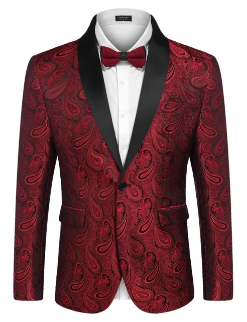 Coofandy COOFANDY Mens Floral Tuxedo Jacket Paisley Shawl Lapel Suit Blazer