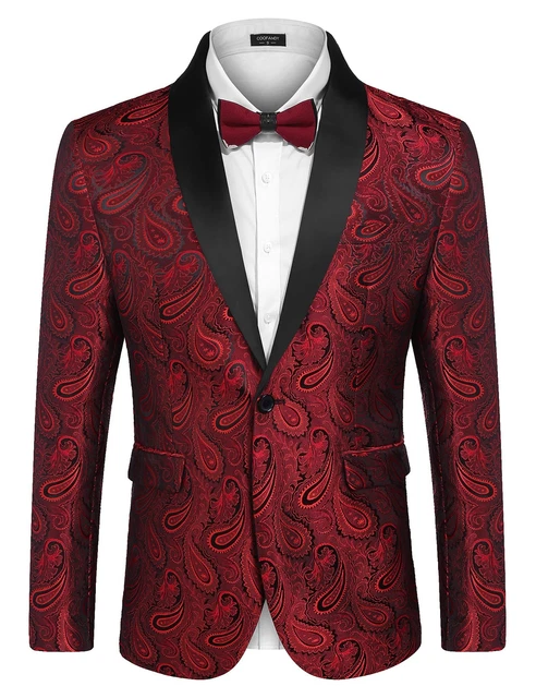 COOFANDY COOFANDY MENS Floral Tuxedo Jacket Paisley Shawl Lapel Suit ...