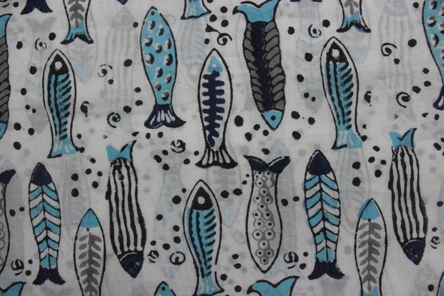 Blanc Artisanat Matériel Main Bloc Coton Imprimé Voile Tissu Couture par Le Yard